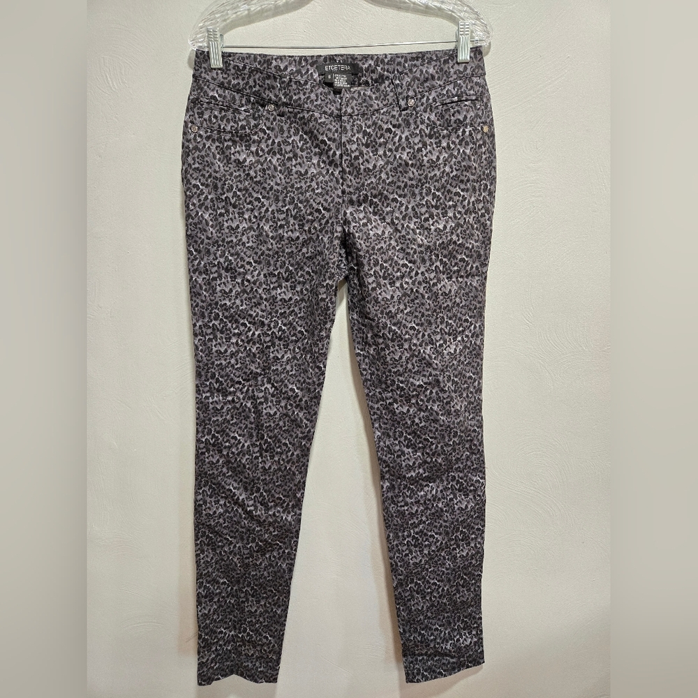 Etcetera Black & Gray Leopard Print Skinny Pants